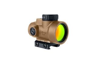 Coyote Brown anodized red dot optic with 2 MOA Red Dot reticle.